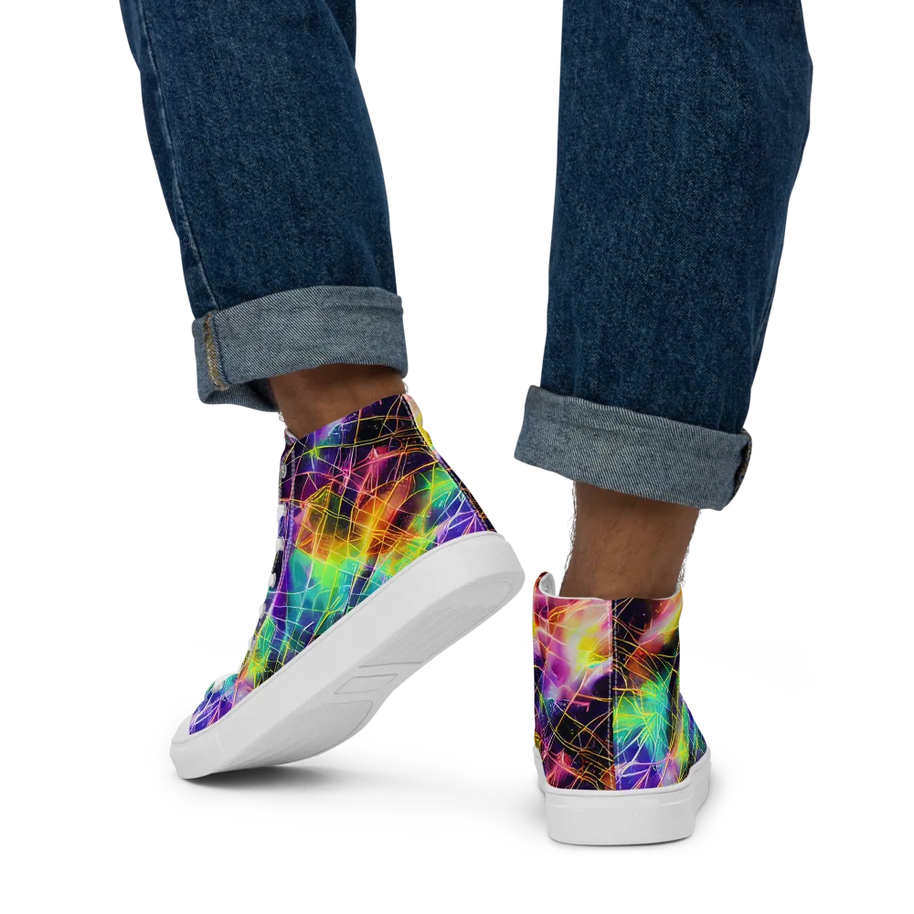 Stellar Shards on Men's High Top Canvas Shoes — Back
