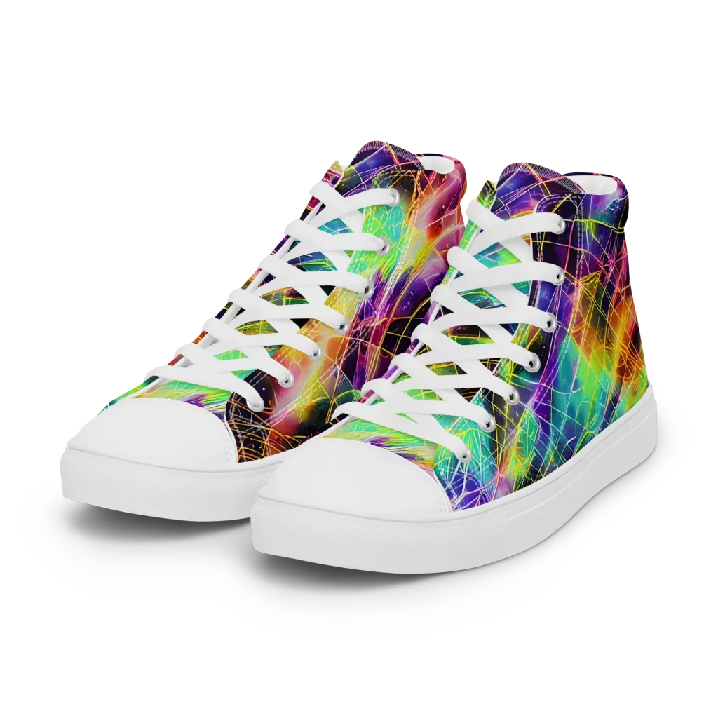 Stellar Shards on Women's High Top Canvas Shoes — Left Front