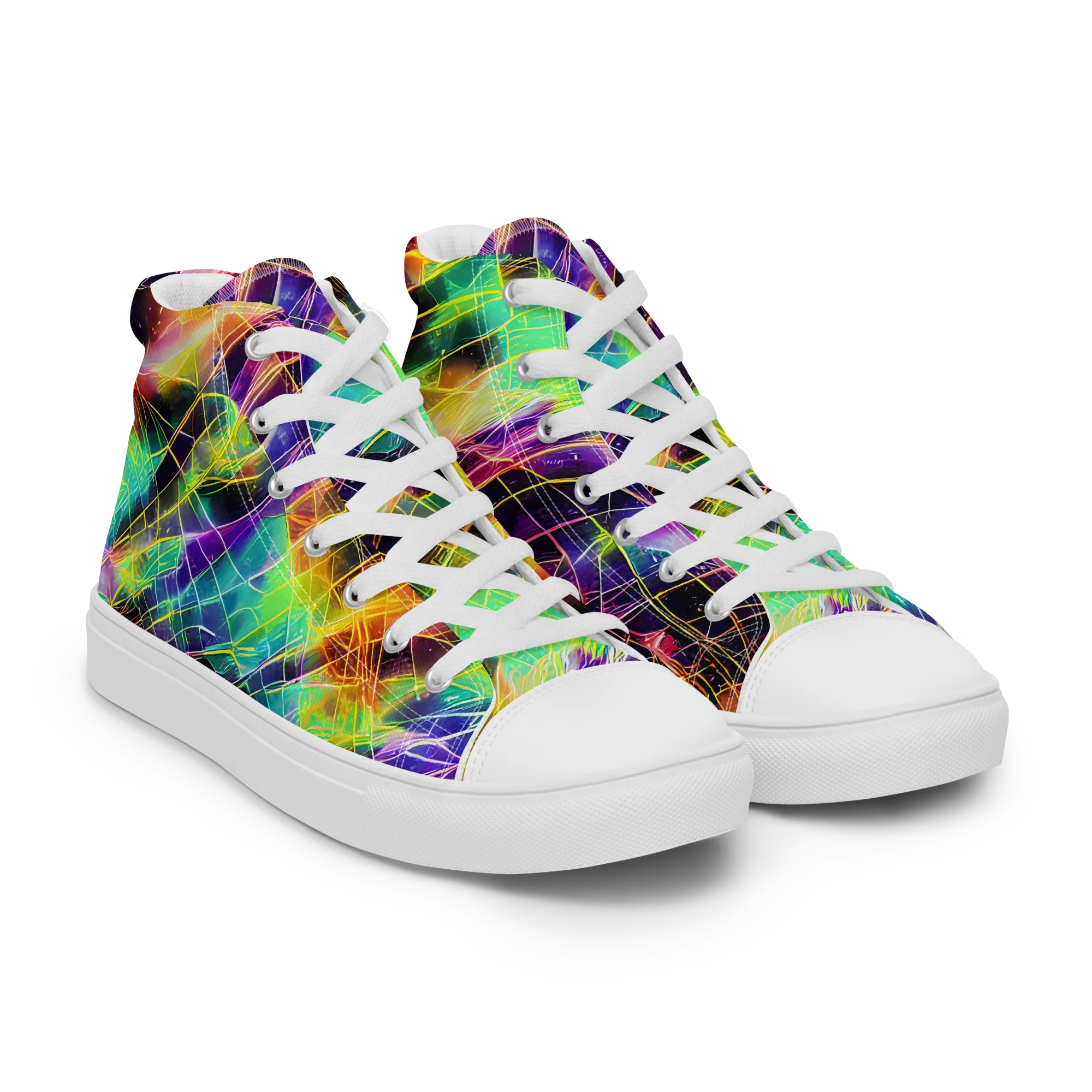 Stellar Shards on Women's High Top Canvas Shoes — Right Front