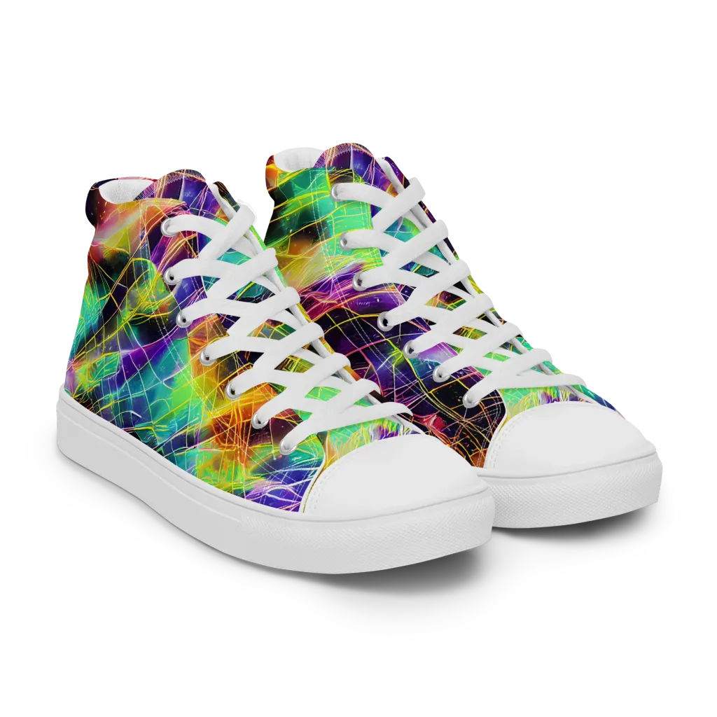Stellar Shards on Women's High Top Canvas Shoes — Right Front