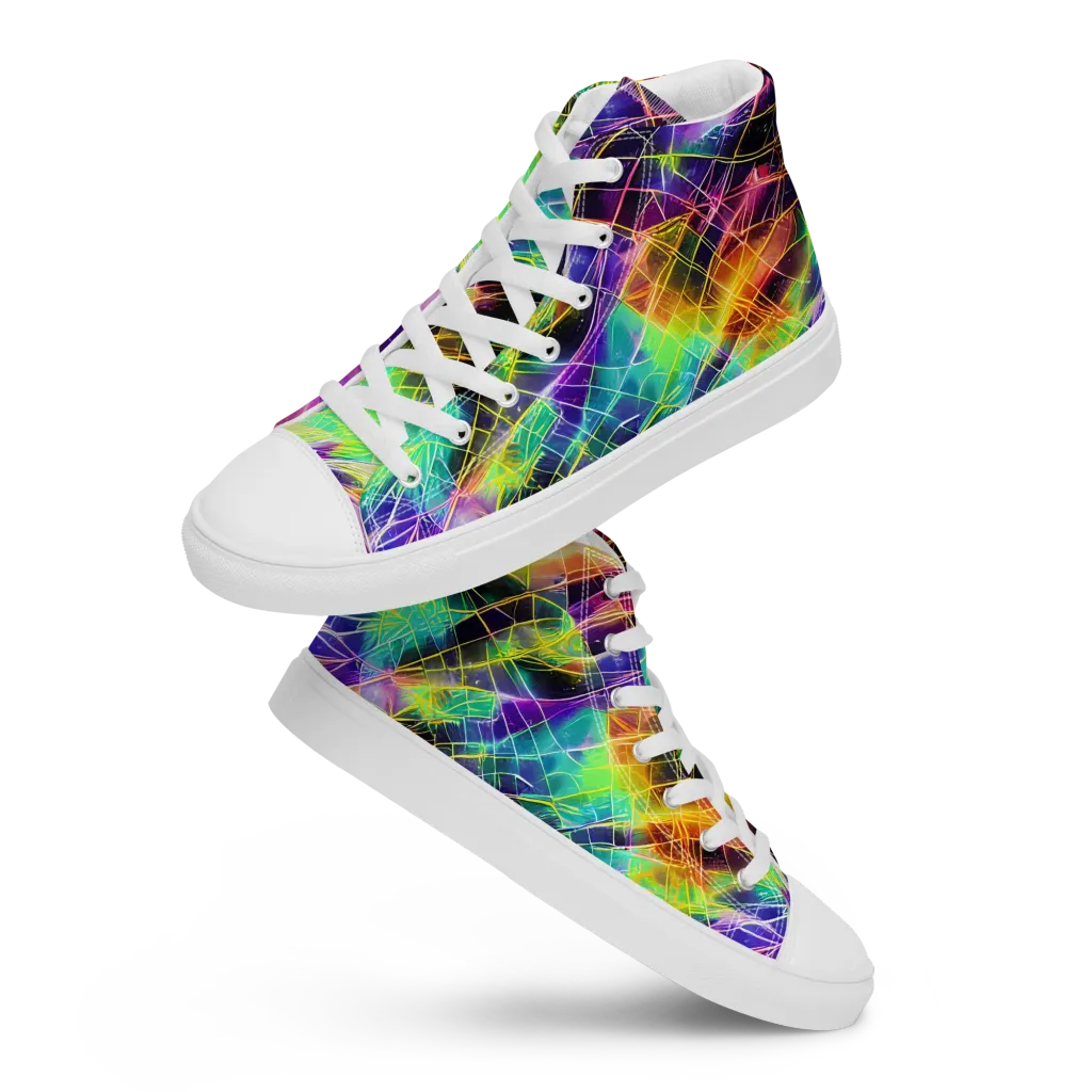 Stellar Shards on Women's High Top Canvas Shoes — Front
