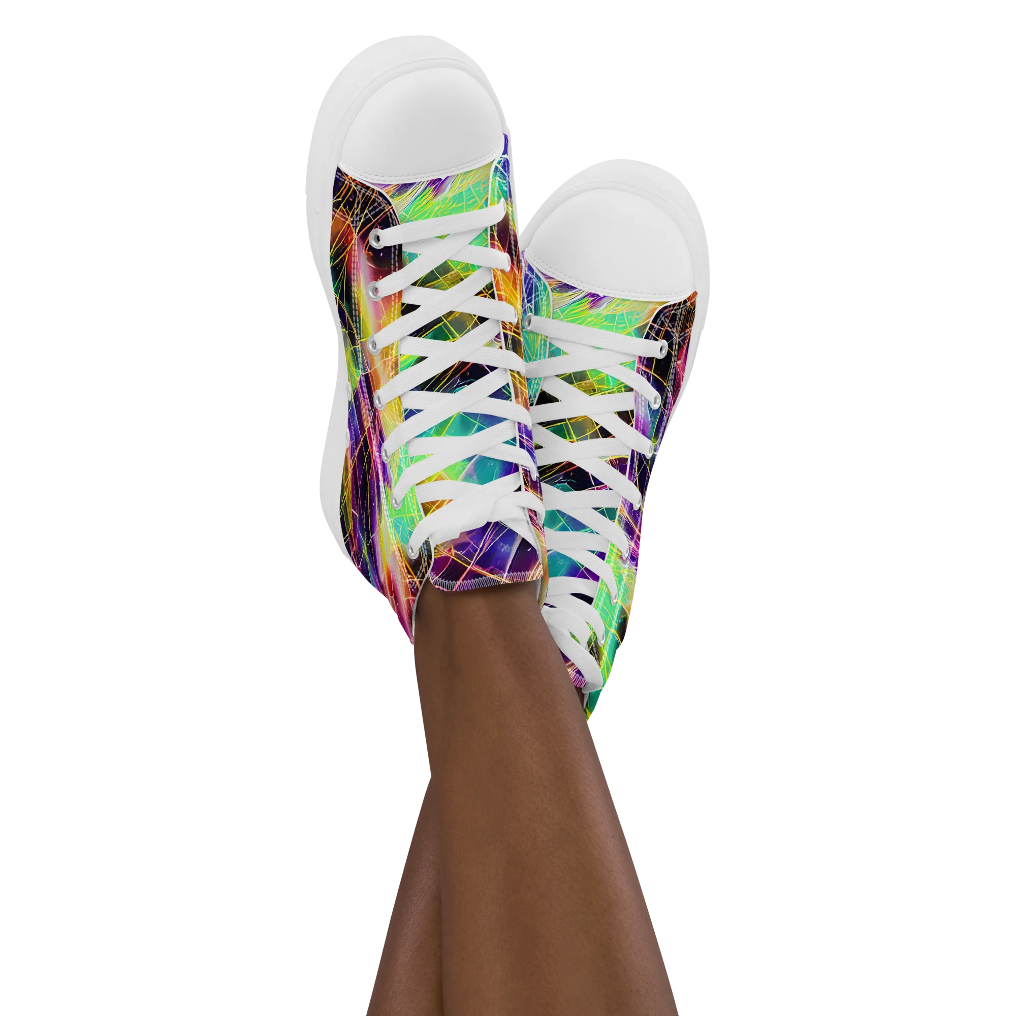 Stellar Shards on Women's High Top Canvas Shoes — Front