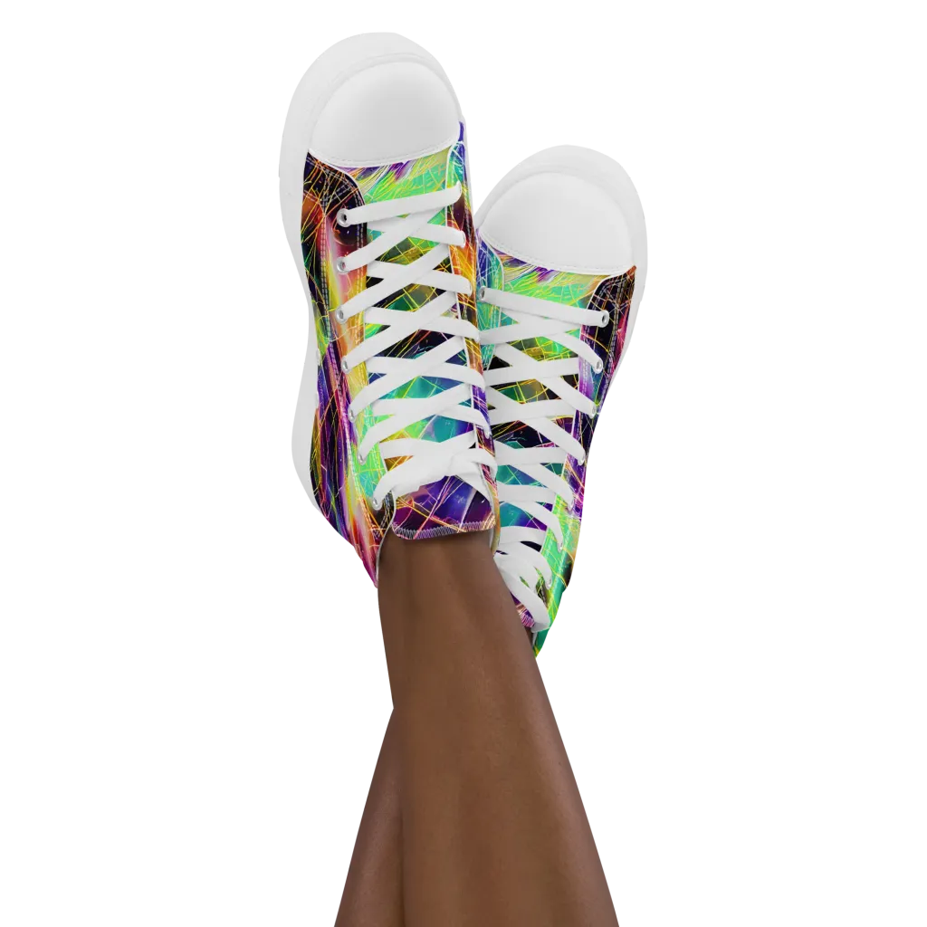 Stellar Shards on Women's High Top Canvas Shoes — Front