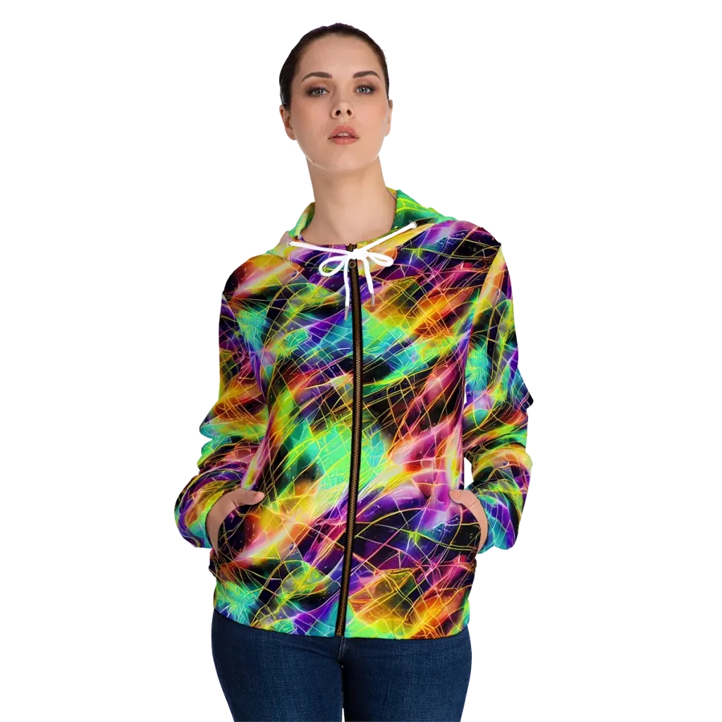 Stellar Shards on Women's Full-Zip Hoodie — Front On Person