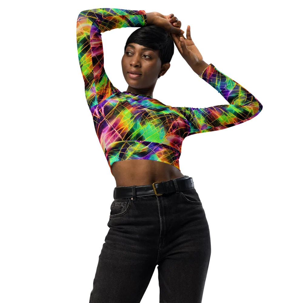 Stellar Shards on Long Sleeve Crop Top — Front