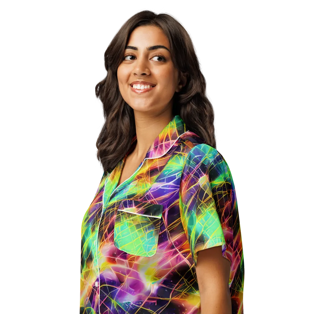 Stellar Shards on Women's Short Sleeve Pajama Top — Left Front