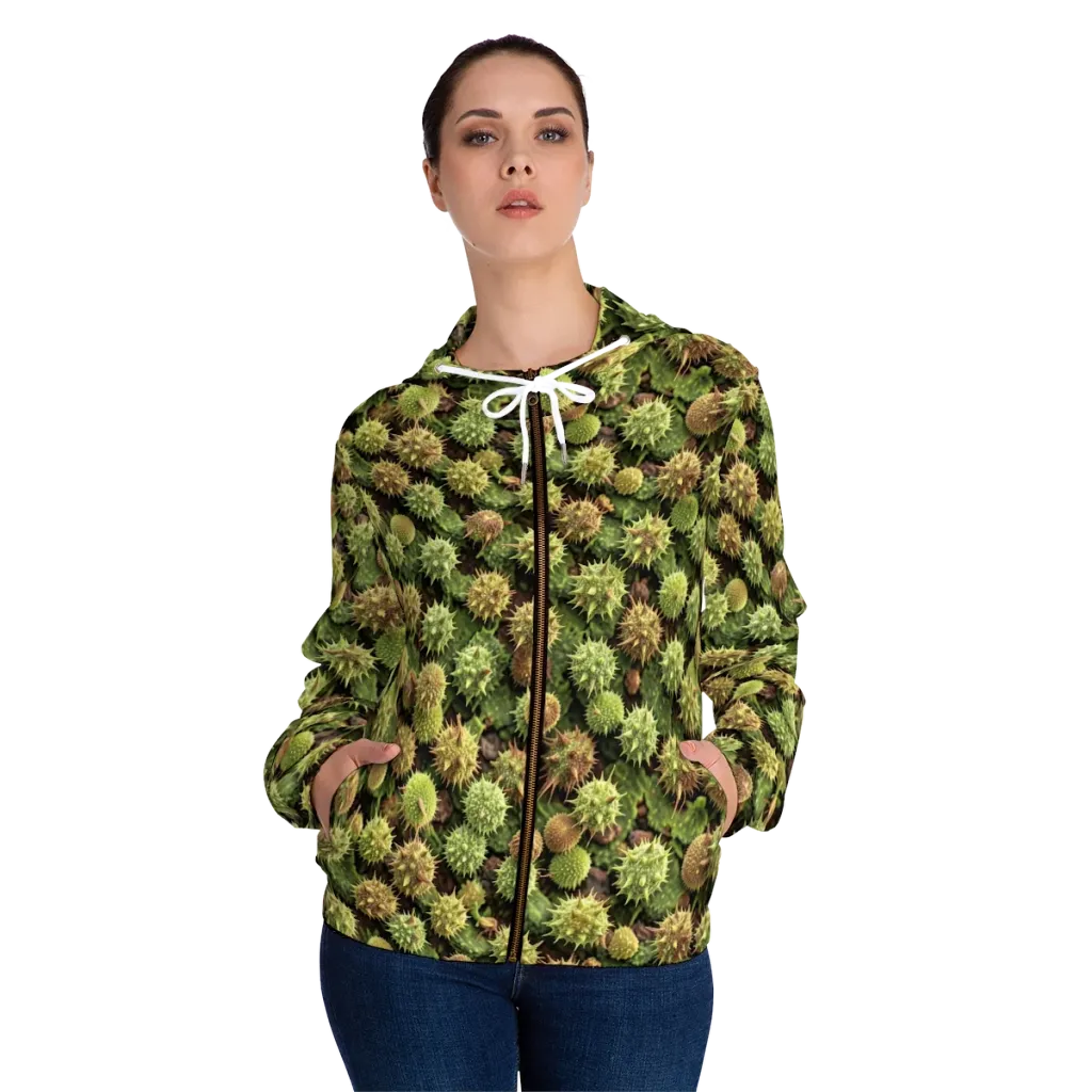 Thornfruit Canopy on Women's Full-Zip Hoodie — Front On Person