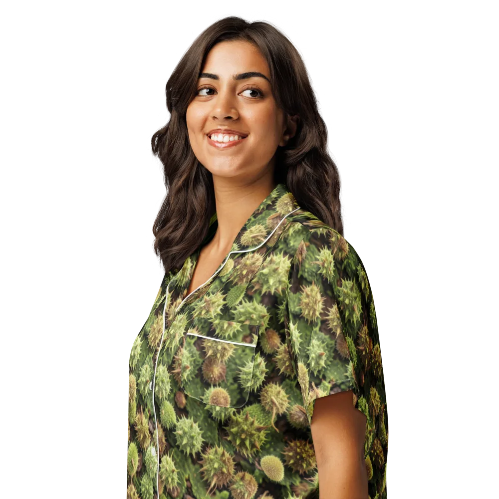 Thornfruit Canopy on Women's Short Sleeve Pajama Top — Left Front