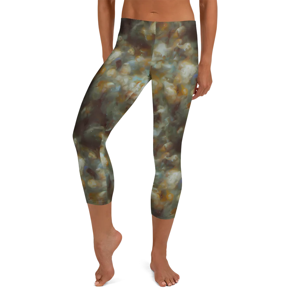 Gilded Reverie on Capri Leggings — Front