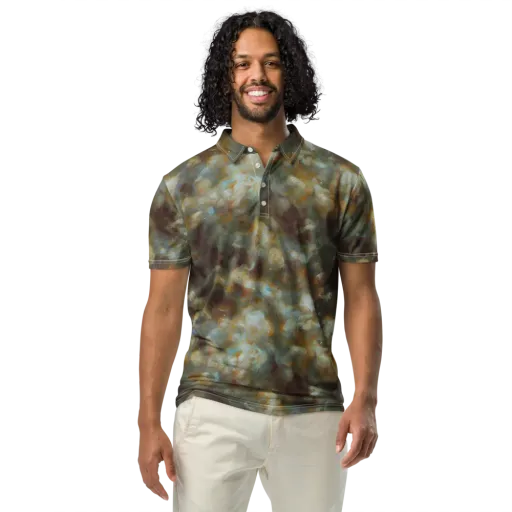 Gilded Reverie on a Men's Slim Fit Polo Shirt