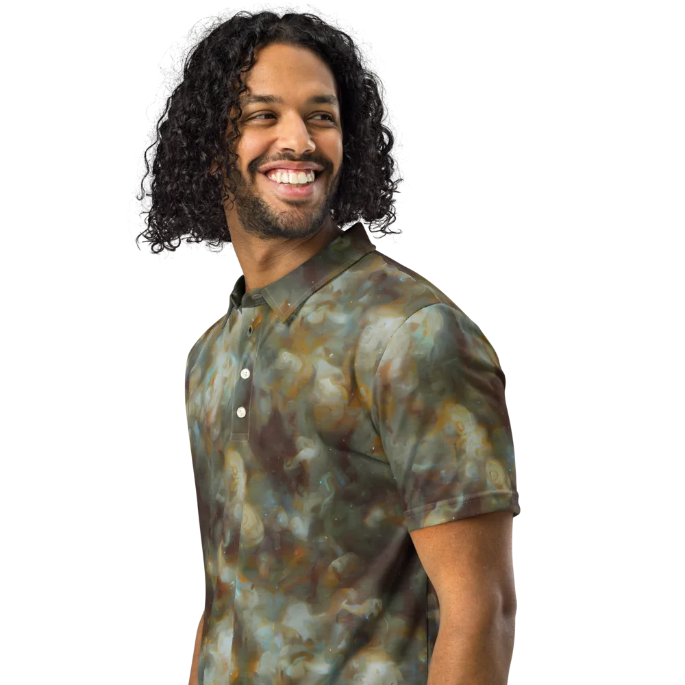 Gilded Reverie on Men's Slim Fit Polo Shirt — Left Front