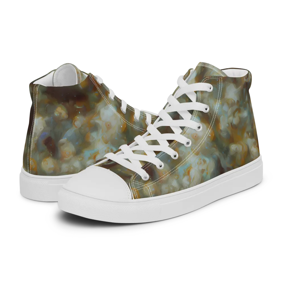 Gilded Reverie on Men's High Top Canvas Shoes — Left