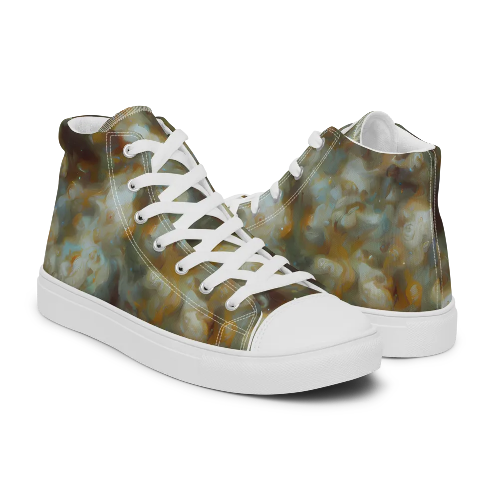 Gilded Reverie on Men's High Top Canvas Shoes — Right