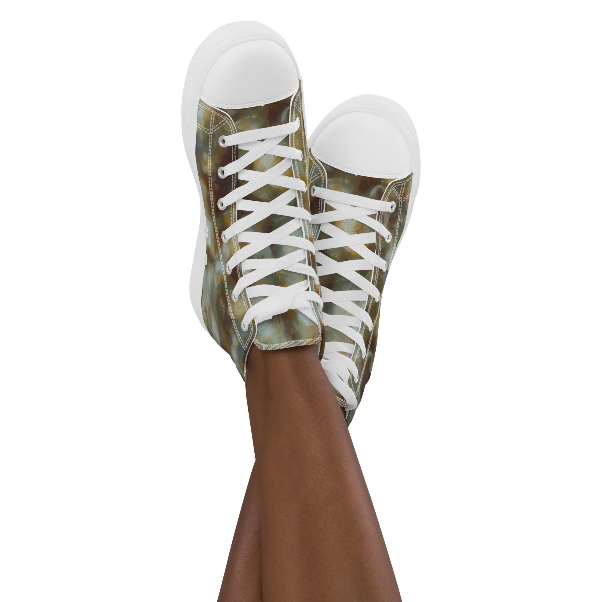 Gilded Reverie on Women's High Top Canvas Shoes — Front