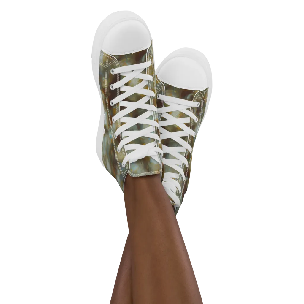 Gilded Reverie on Women's High Top Canvas Shoes — Front