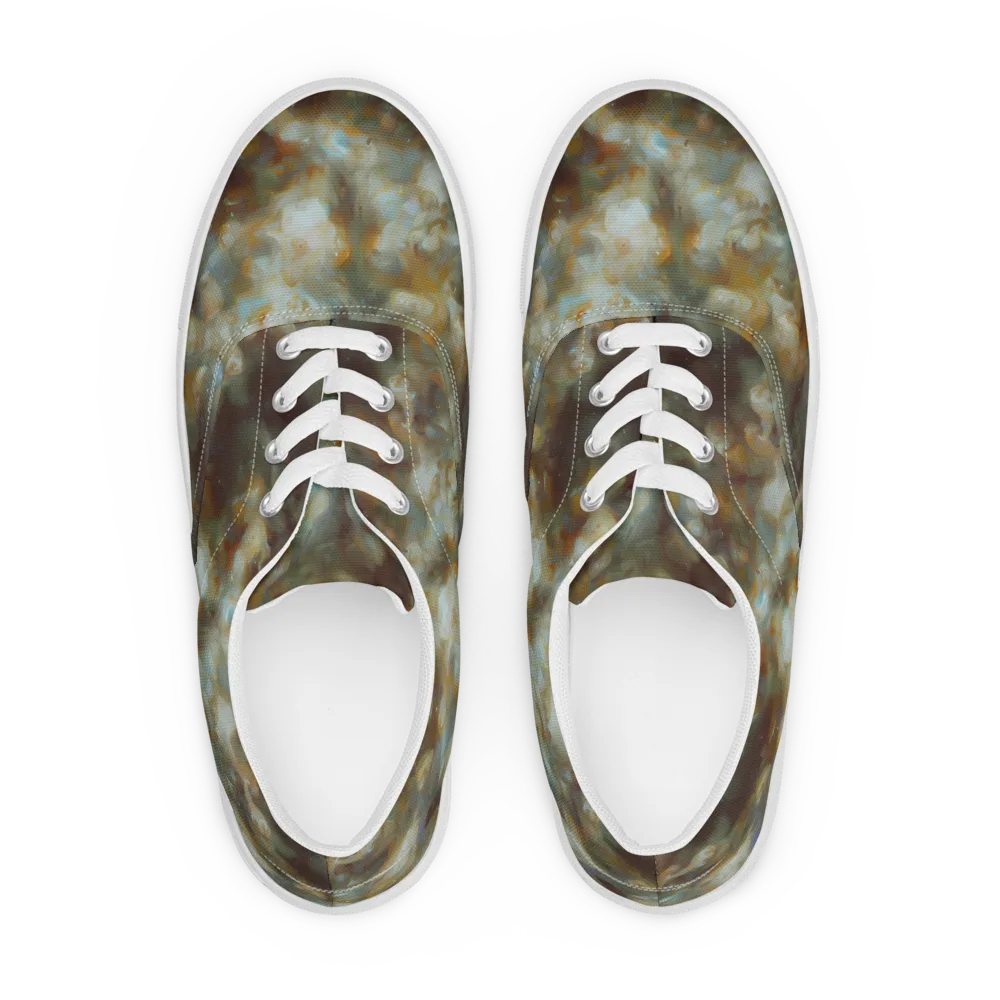 Gilded Reverie on Men's Lace-Up Canvas Shoes — Front