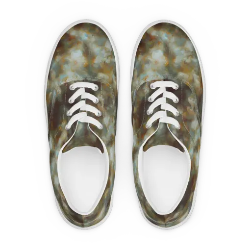 Gilded Reverie on a Men's Lace-Up Canvas Shoes