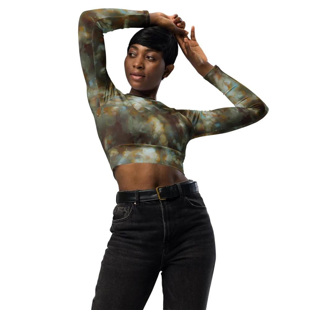 Gilded Reverie on Long Sleeve Crop Top — Front
