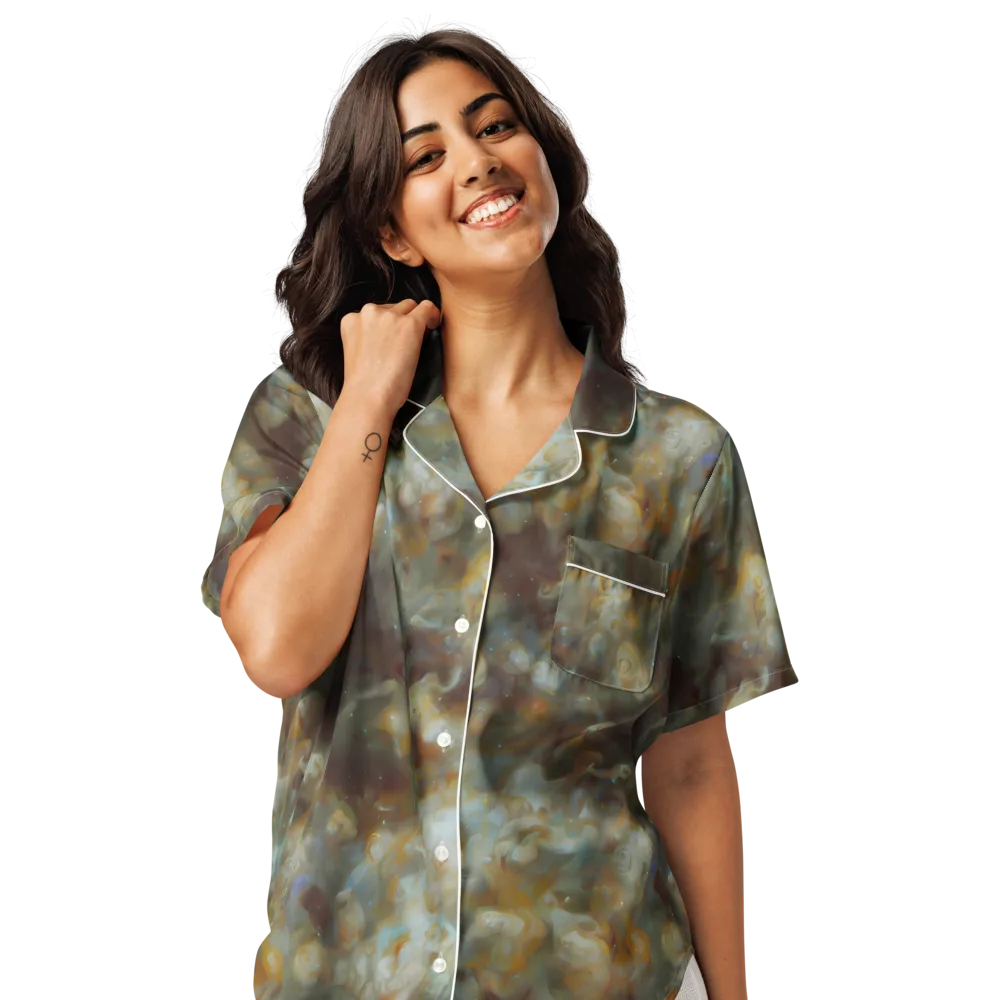 Gilded Reverie on Women's Short Sleeve Pajama Top — Front