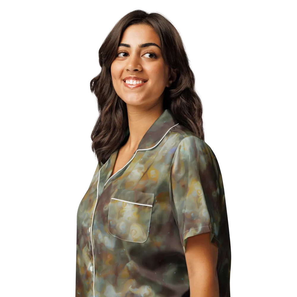 Gilded Reverie on Women's Short Sleeve Pajama Top — Left Front