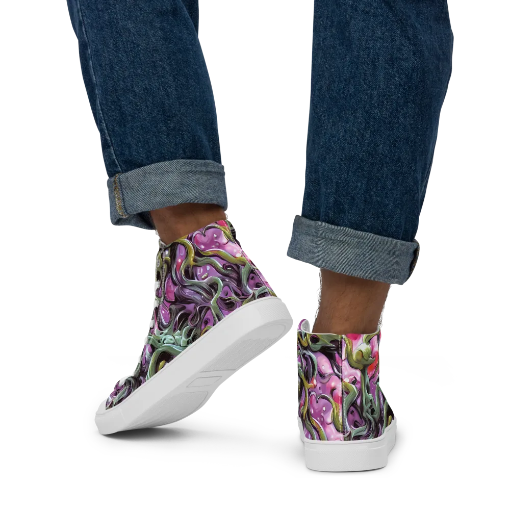 Venom Velvet on Men's High Top Canvas Shoes — Back