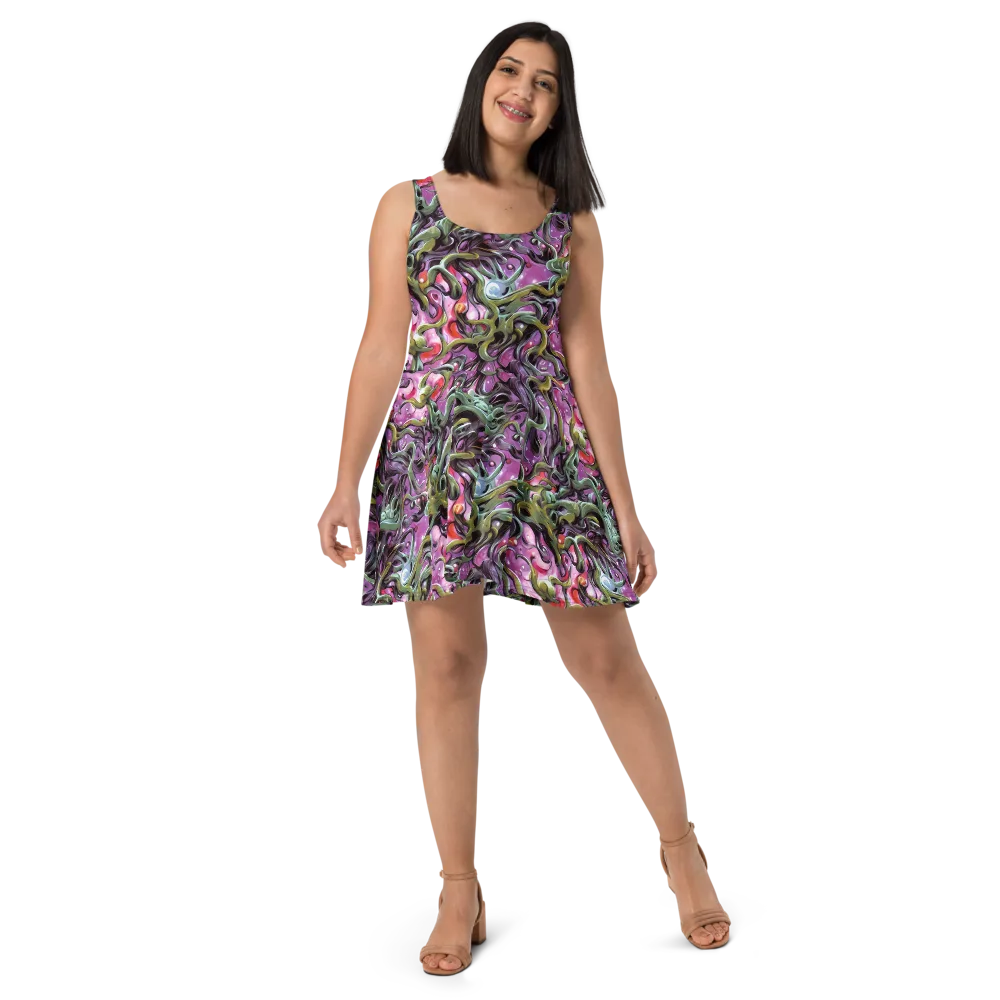 Venom Velvet on Skater Dress — Front