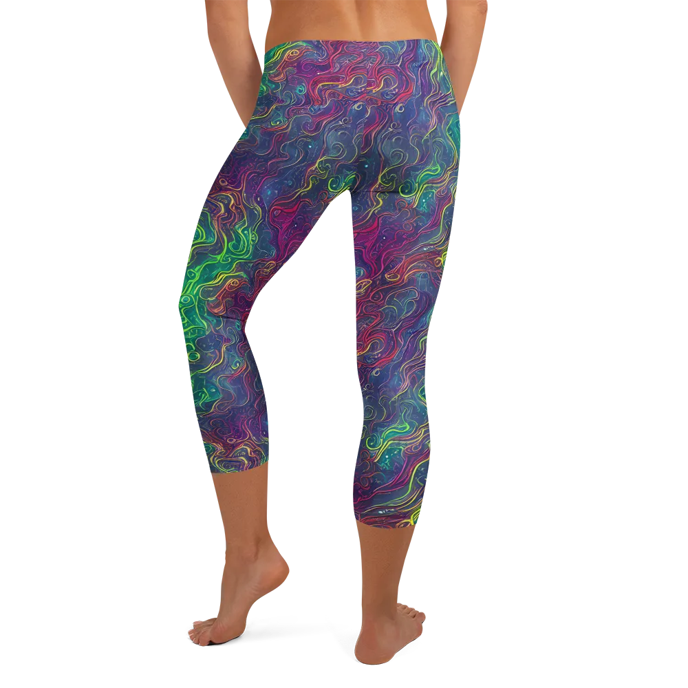 Neon Eddies on Capri Leggings — Back
