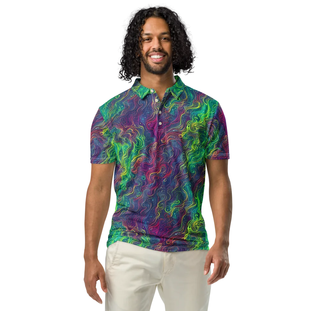 Neon Eddies on Men's Slim Fit Polo Shirt — Front
