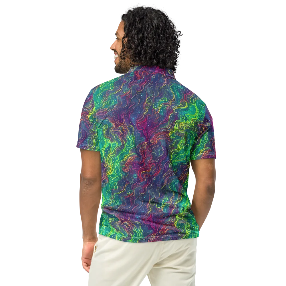 Neon Eddies on Men's Slim Fit Polo Shirt — Back