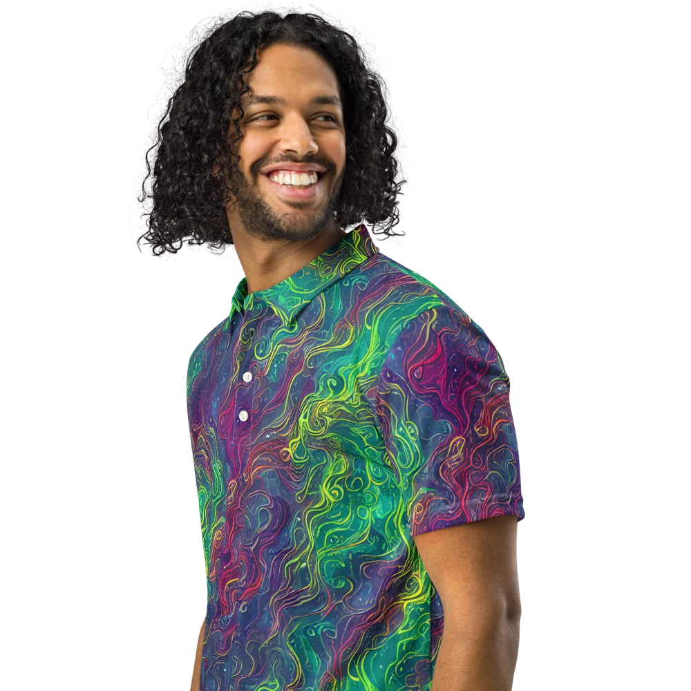 Neon Eddies on Men's Slim Fit Polo Shirt — Left Front
