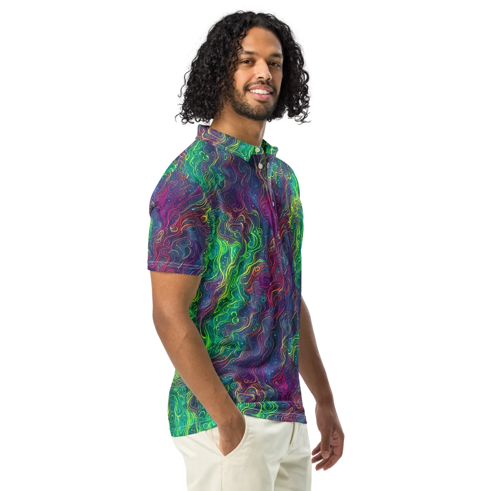 Neon Eddies on Men's Slim Fit Polo Shirt — Right Front