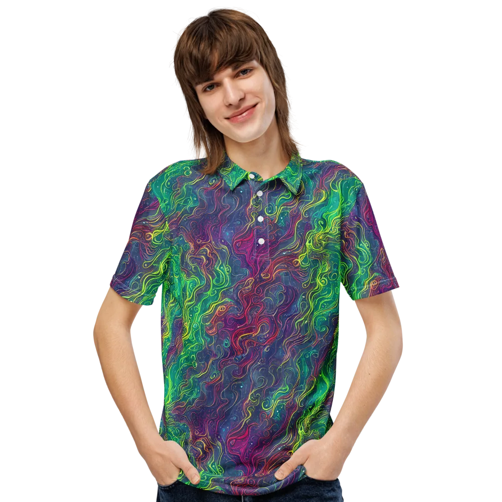 Neon Eddies on Men's Slim Fit Polo Shirt — Front