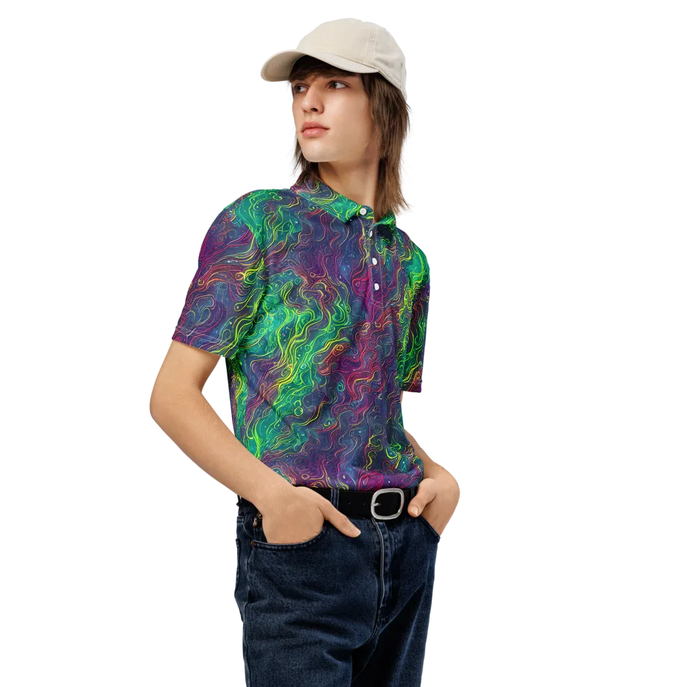 Neon Eddies on Men's Slim Fit Polo Shirt — Right Front