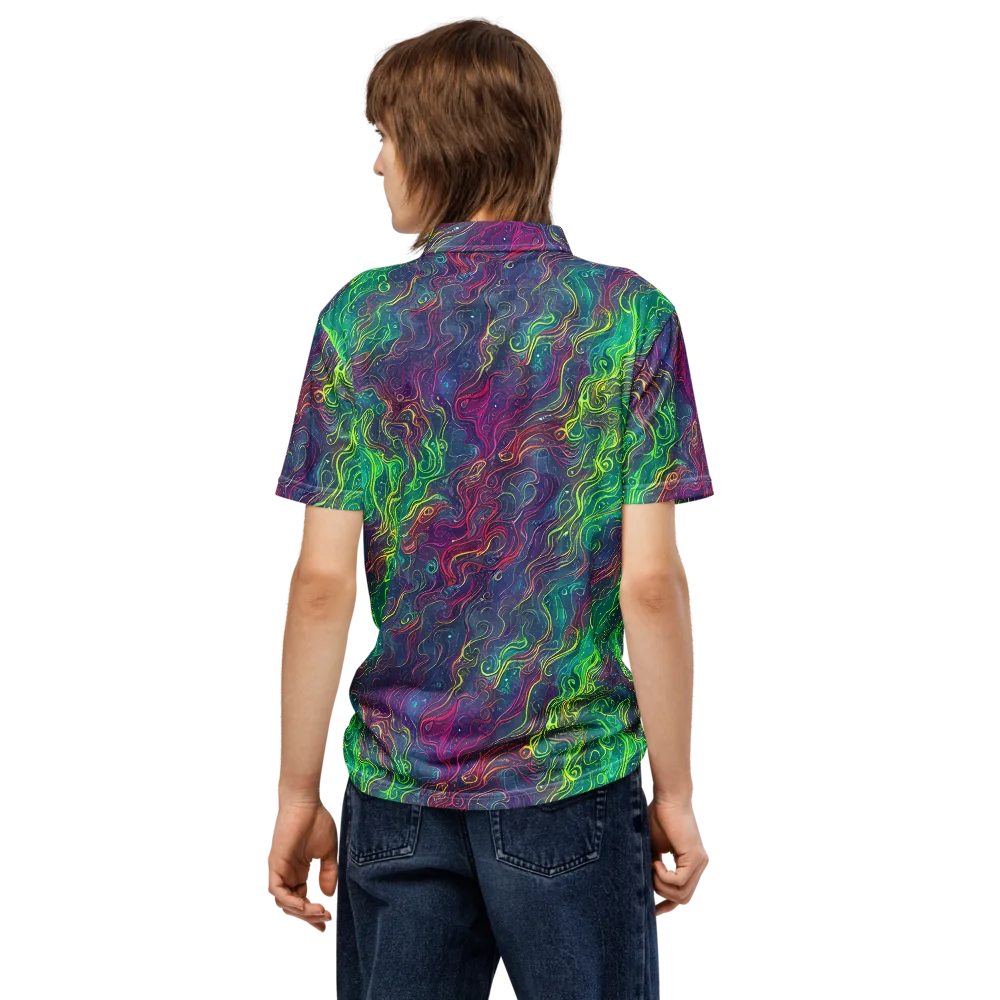 Neon Eddies on Men's Slim Fit Polo Shirt — Back
