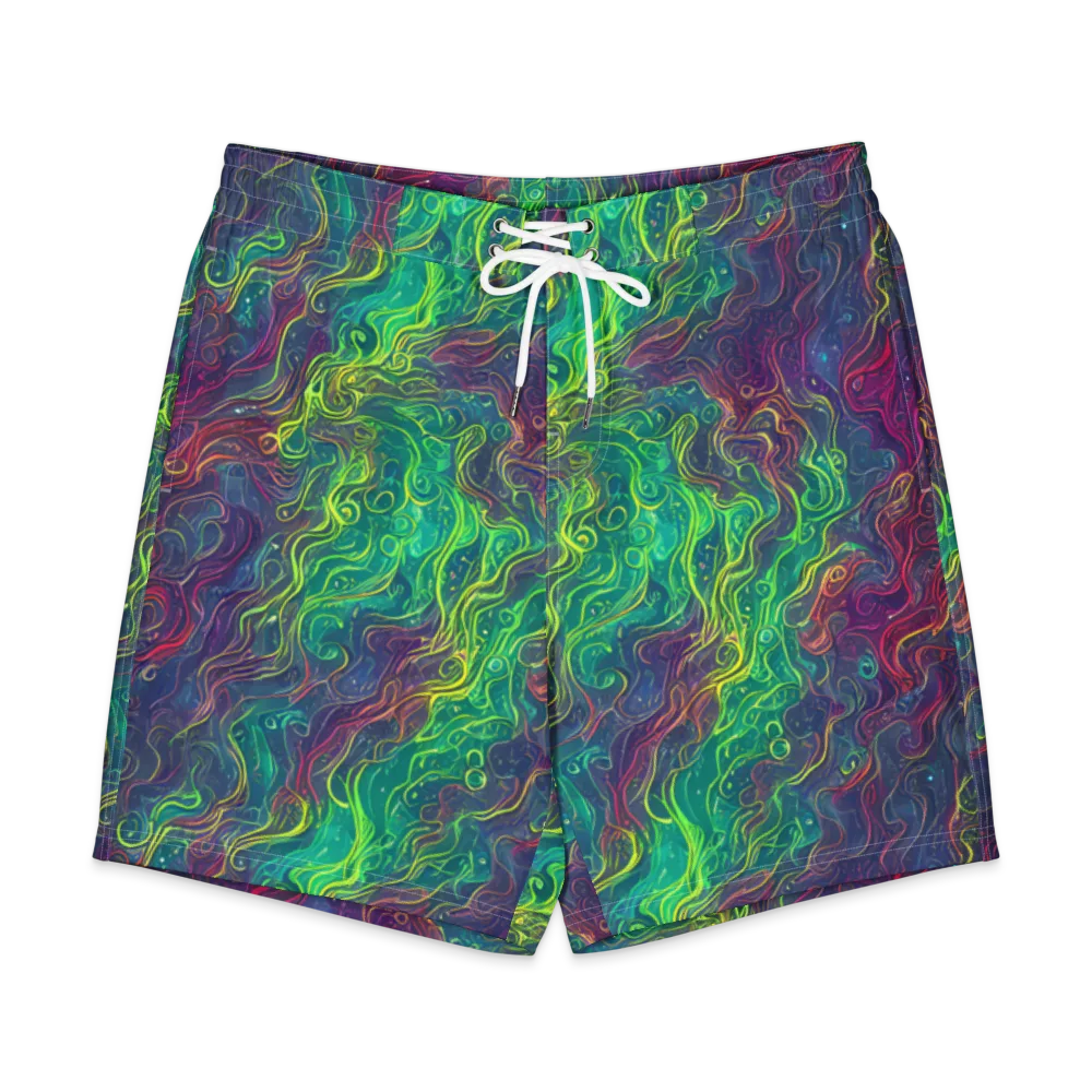 Neon Eddies on Men's Board Shorts — Front