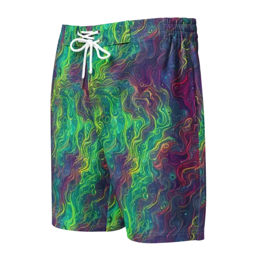 Neon Eddies on a Men's Board Shorts