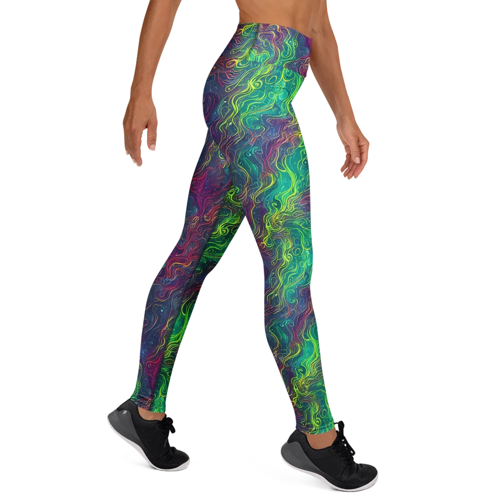 Neon Eddies on Yoga Leggings — Right