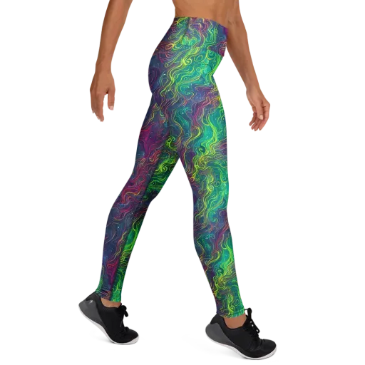 Neon Eddies on a Yoga Leggings