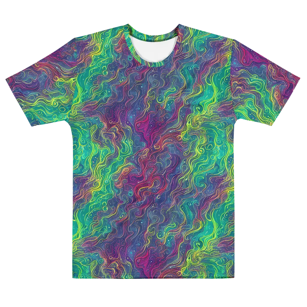 Neon Eddies on Men's Cotton Crew Neck T-Shirt — Front
