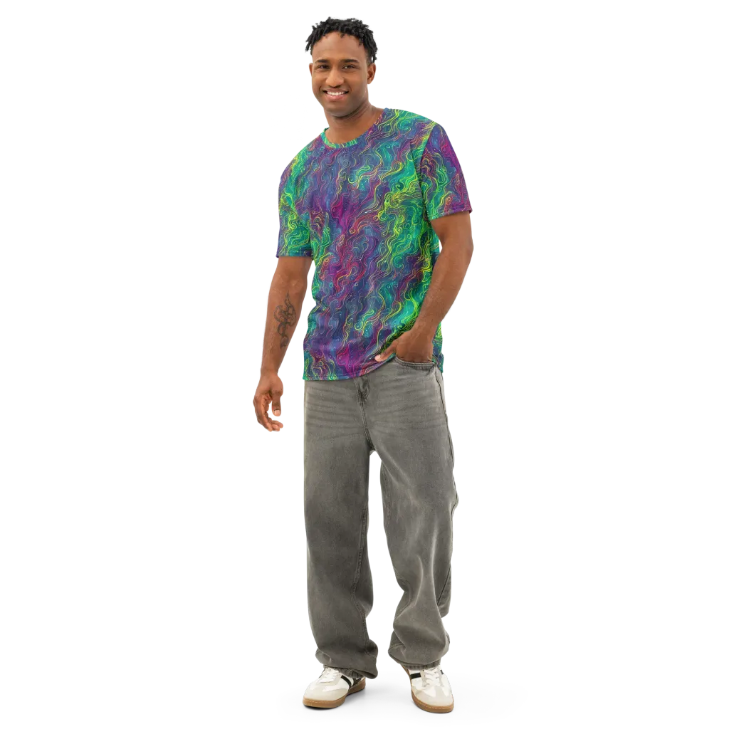 Neon Eddies on Men's Cotton Crew Neck T-Shirt — Front