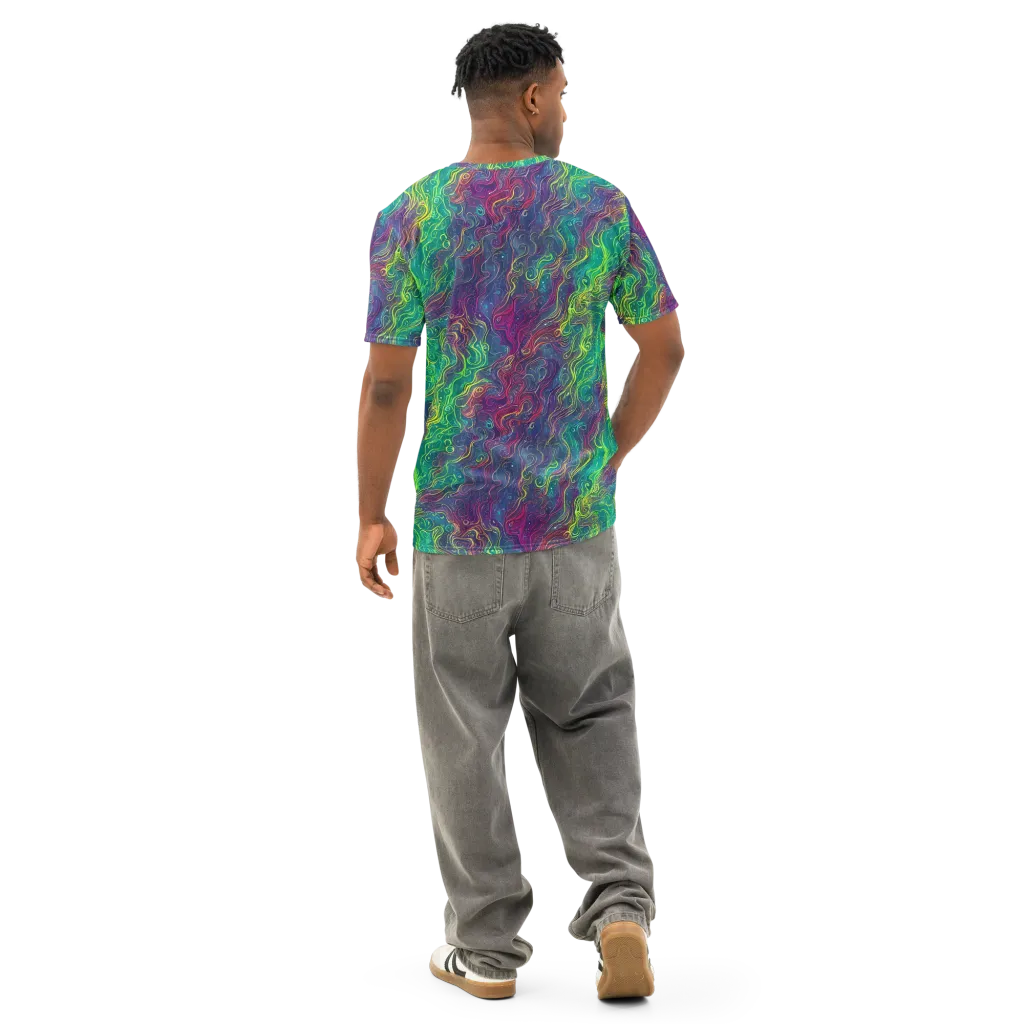 Neon Eddies on Men's Cotton Crew Neck T-Shirt — Back