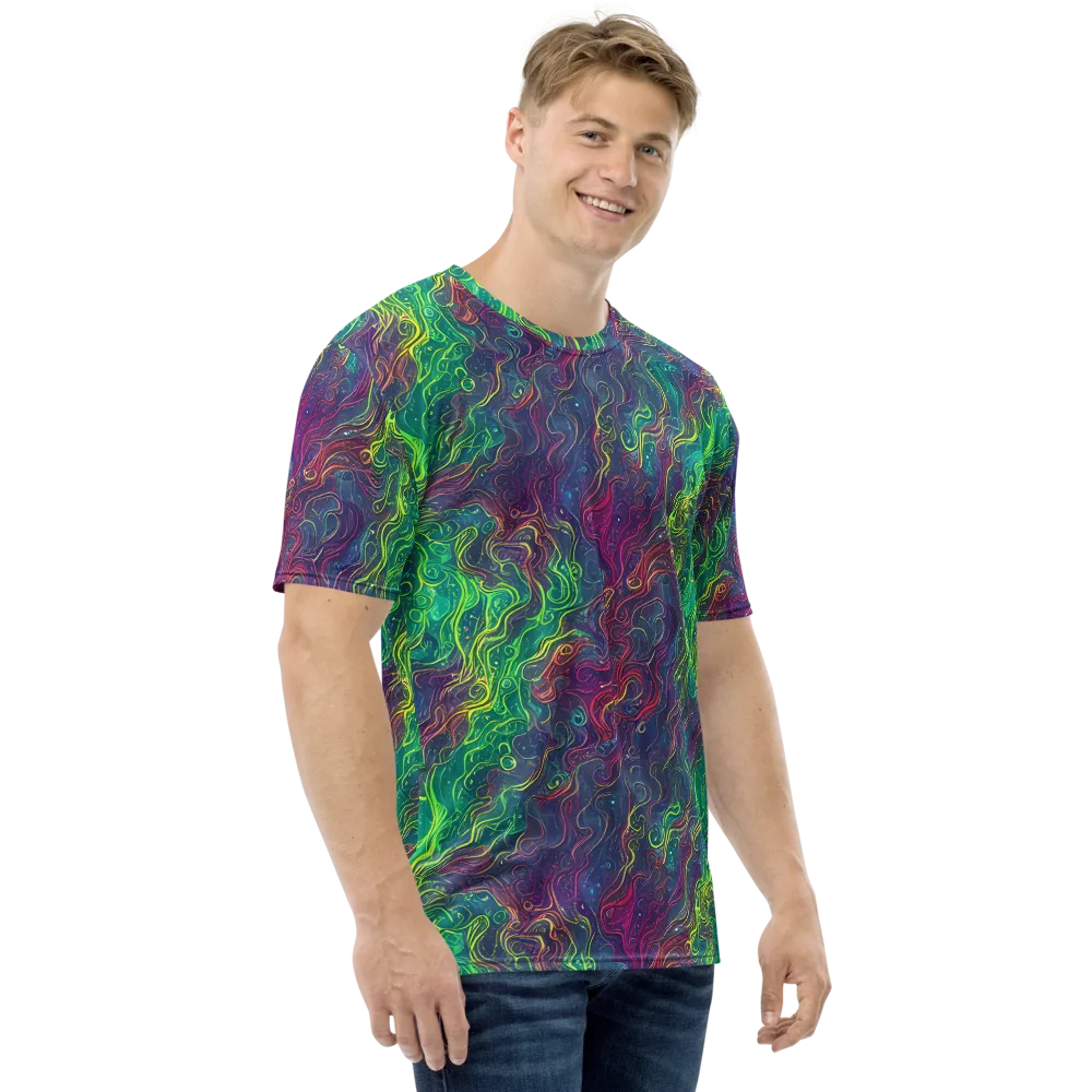 Neon Eddies on Men's Crew Neck T-Shirt — Right