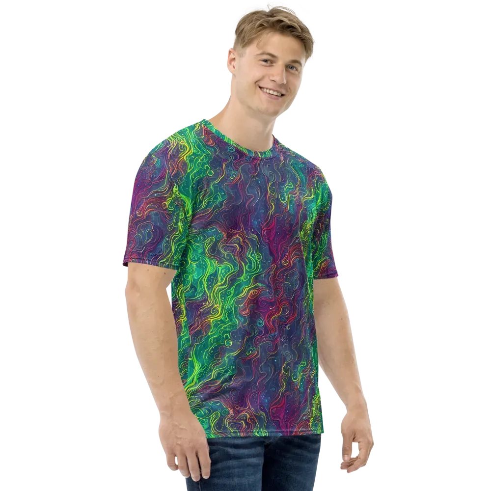 Neon Eddies on Men's Crew Neck T-Shirt — Right