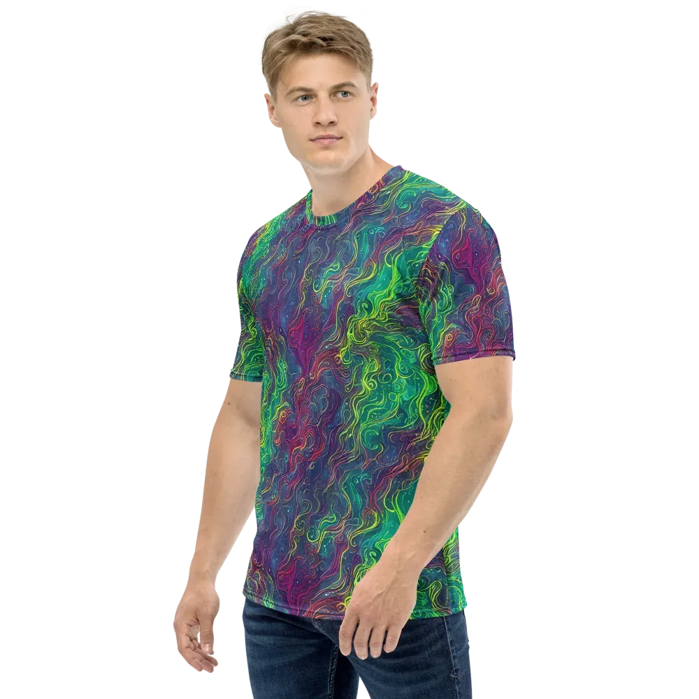 Neon Eddies on Men's Crew Neck T-Shirt — Left