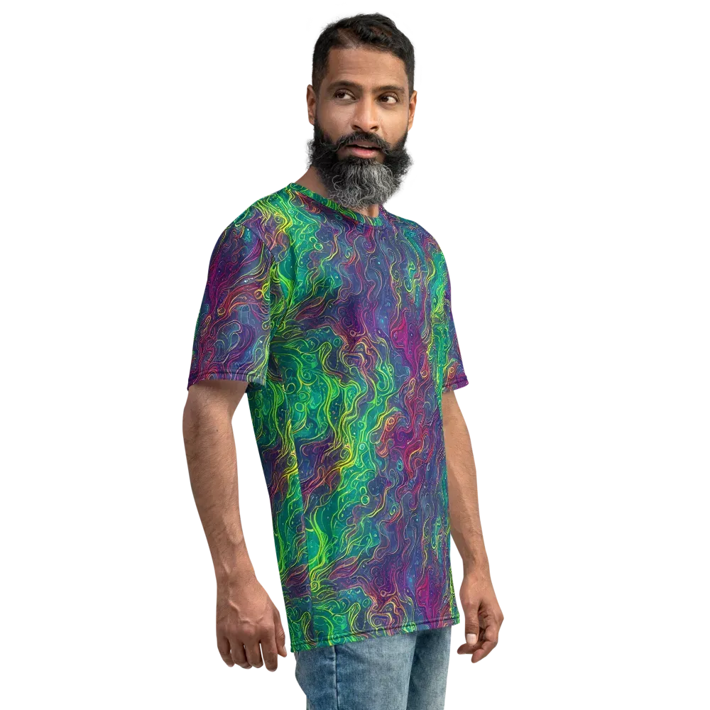 Neon Eddies on Men's Crew Neck T-Shirt — Right