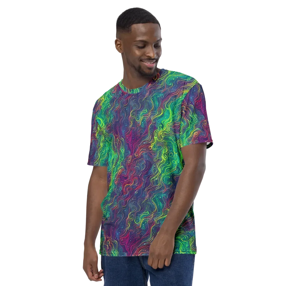 Neon Eddies on Men's Crew Neck T-Shirt — Left