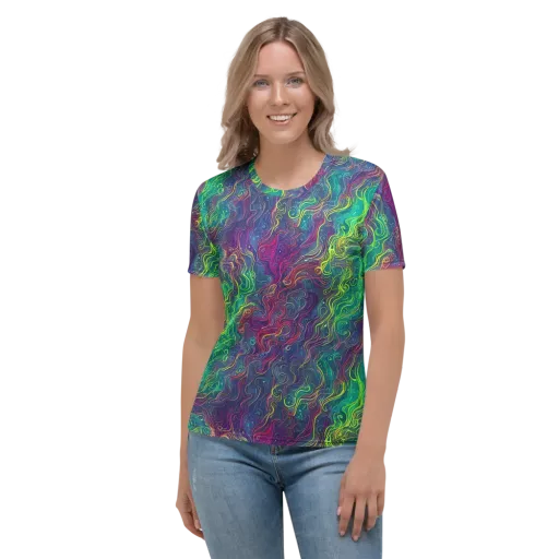 Neon Eddies on a Women's Crew Neck T-Shirt
