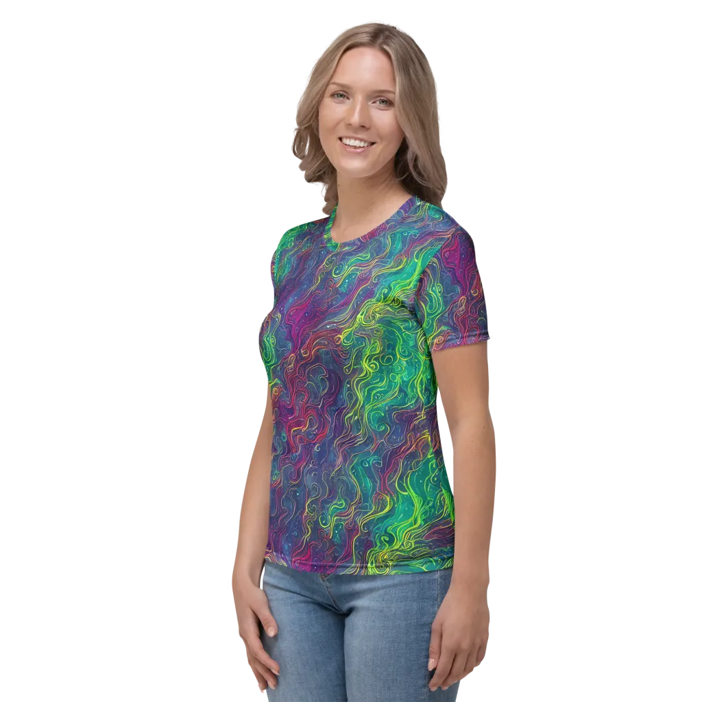 Neon Eddies on Women's Crew Neck T-Shirt — Left
