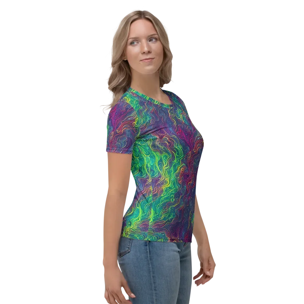 Neon Eddies on Women's Crew Neck T-Shirt — Right