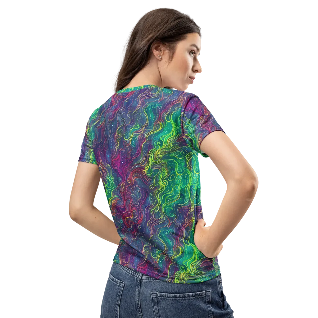 Neon Eddies on Women's Crew Neck T-Shirt — Back